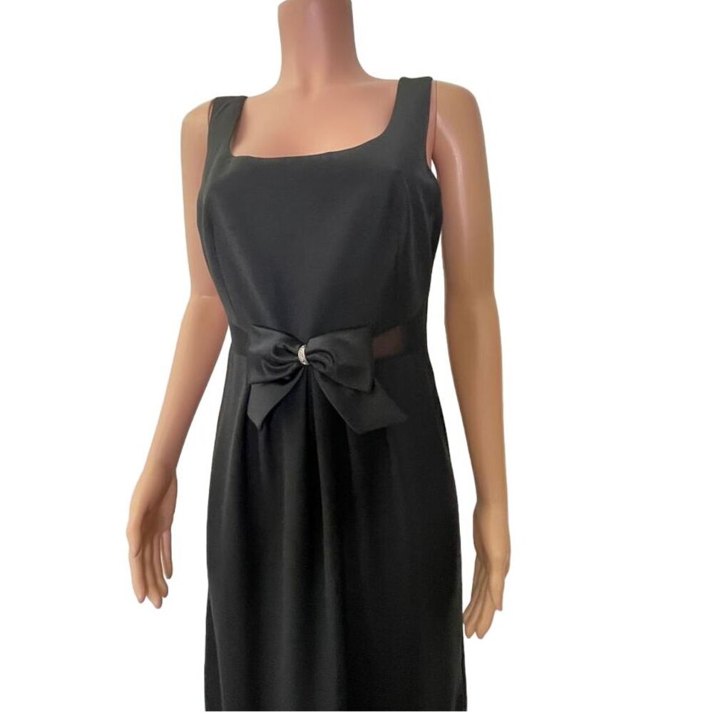 Vintage Cattiva black bow M dress, elegant classy, Old Hollywood, LBD mesh sides - Picture 9 of 14